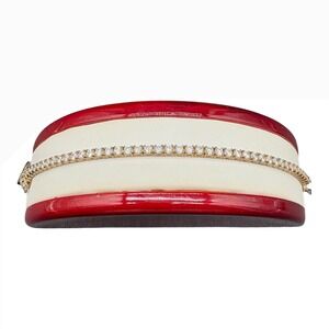 Sterling Silver Gold Over Tennis‎ Bracelet Heart Charm 7.75" 18.1g 925 Vtg